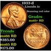 Image 1 : 1933-d Lincoln Cent 1c Grades Gem+ Unc RD