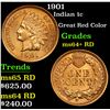 Image 1 : 1901 Indian Cent 1c Grades Choice+ Unc RD