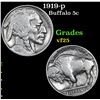 Image 1 : 1919-p Buffalo Nickel 5c Grades vf+