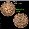 Image 1 : 1907 Indian Cent 1c Grades xf+