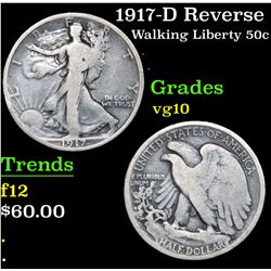 1917-D Reverse Walking Liberty Half Dollar 50c Grades vg+