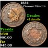 Image 1 : 1834 Coronet Head Large Cent 1c Grades vf details