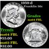 Image 1 : 1959-d Franklin Half Dollar 50c Grades Choice Unc FBL