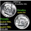 Image 1 : 1954-p Franklin Half Dollar 50c Grades Choice Unc FBL