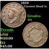 Image 1 : 1819 Coronet Head Large Cent 1c Grades f+