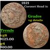 Image 1 : 1821 Coronet Head Large Cent 1c Grades vg details