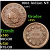 Image 1 : 1863 Indian NY Civil War Token 1c Grades vf++