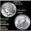 Image 1 : 1925-p Peace Dollar $1 Grades Choice+ Unc