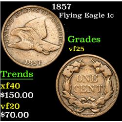 1857 Flying Eagle Cent 1c Grades vf+