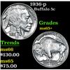 Image 1 : 1936-p Buffalo Nickel 5c Grades GEM+ Unc