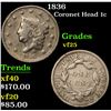 Image 1 : 1836 Coronet Head Large Cent 1c Grades vf+