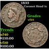 Image 1 : 1833 Coronet Head Large Cent 1c Grades vf+