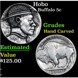 Hobo Buffalo Nickel 5c Grades Hand Carved