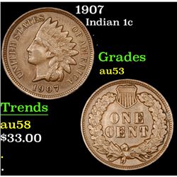 1907 Indian Cent 1c Grades Select AU