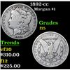 Image 1 : 1892-cc Morgan Dollar $1 Grades f+