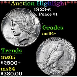 ***Auction Highlight*** 1923-s Peace Dollar $1 Graded Choice+ Unc By USCG (fc)