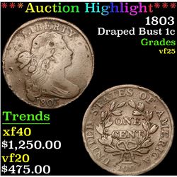 ***Auction Highlight*** 1803 Draped Bust Large Cent 1c Graded vf+ By USCG (fc)