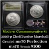 Image 1 : 2005-p John Marshall Modern Commem Dollar $1 Graded ms70, Perfection By USCG