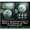 Image 1 : 1994-w Prisoner of War Modern Commem Dollar $1 Graded ms70, Perfection By USCG