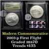 Image 1 : 2003-p First Flight Modern Commem Dollar $1 Graded ms70, Perfection By USCG