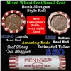 Image 1 : Mixed small cents 1c orig shotgun roll, 1919-d Wheat Cent, 1898 Indian Cent other end