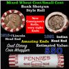 Image 1 : Mixed small cents 1c orig shotgun roll, 1919-s Wheat Cent, 1891 Indian Cent other end