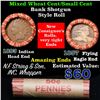 Image 1 : Mixed small cents 1c orig shotgun roll, 1857 Flying Eagle, 1893 Indian Cent other end