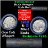 Image 1 : Buffalo Nickel Shotgun Roll in Old Bank Style Wrapper 1916 & d Mint Ends (fc)