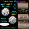 Image 1 : ***Auction Highlight*** Full solid date 1934-d Peace silver dollar roll, 20 coins   (fc)