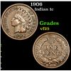 Image 1 : 1906 Indian Cent 1c Grades vf+
