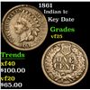 Image 1 : 1861 Indian Cent 1c Grades vf+