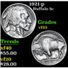 Image 1 : 1921-p Buffalo Nickel 5c Grades vf+