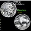 Image 1 : 1920-p Buffalo Nickel 5c Grades vf+