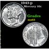 Image 1 : 1943-p Mercury Dime 10c Grades Select Unc