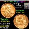 Image 1 : ***Auction Highlight*** 1928-p Great red color . Lincoln Cent 1c Graded GEM++ RD by USCG (fc)