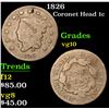 Image 1 : 1826 Coronet Head Large Cent 1c Grades vg+