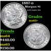 Image 1 : 1887-o Morgan Dollar $1 Grades Select+ Unc