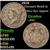 Image 1 : 1818 Coronet Head Large Cent 1c Grades vf+