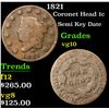 Image 1 : 1821 Coronet Head Large Cent 1c Grades vg+