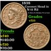 Image 1 : 1838 Coronet Head Large Cent 1c Grades vf+