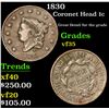 Image 1 : 1830 Coronet Head Large Cent 1c Grades vf++