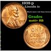 Image 1 : 1938-p Lincoln Cent 1c Grades Select+ Unc RB