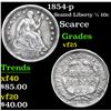 Image 1 : 1854-p Seated Liberty Half Dime 1/2 10c Grades vf+