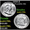 Image 1 : 1959-d Franklin Half Dollar 50c Grades Choice Unc FBL