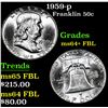 Image 1 : 1959-p Franklin Half Dollar 50c Grades Choice Unc+ FBL