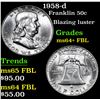 Image 1 : 1958-d Franklin Half Dollar 50c Grades Choice Unc+ FBL