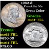 Image 1 : 1962-d Franklin Half Dollar 50c Grades Choice Unc+ FBL