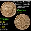 Image 1 : 1839 Head of '38 Coronet Head Large Cent 1c Grades vf+