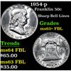 Image 1 : 1954-p Franklin Half Dollar 50c Grades Select Unc+ FBL