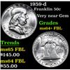 Image 1 : 1959-d Franklin Half Dollar 50c Grades Choice Unc+ FBL